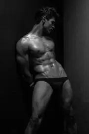 [O185] Handsome Man Cute Model Showing Off Body Male Physique Photography