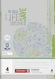 Brunnen Exercise book A5 ruling, 4 16 sheets, recycled paper