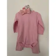 NWT Carter's Girls' 3pc Thermal Top & Bottom Set with Headband - Pink 12M
