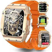 [Dvtlfrj] Smart Watch (Dial/Call) Outdoor Sports Watch for Men Waterproof Smartwatches 1.91 Super Large HD Touch Screen Heart Rate and Sleep Monitor Bluetooth Call for iOS Android Phone，55 Orange