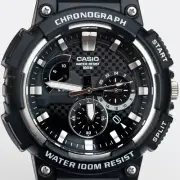 Casio MCW-200H-1AV Men's Analog Watch Chronograph Black Red Heavy Duty 100M WR