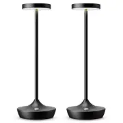 2 Pack Cordless Table Lamps, Battery Operated LED Desk Lamp, 3-Color 2x Black