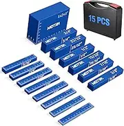 Neitra Setup Blocks Woodworking - 15 PCS Aluminum Height Gauge Blocks Set - Woodworking Measuring Tools Precision Setup Bars for Router Table Saw, Blue