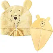 Bear-Pooh Microfiber Hooded Hair Towel Wrap for Women - Quick Dry Hair Turban for Wet Hair - Soft, Wearable Hair Drying Towels - Button Closure for Secure Fit - Perfect for Baths or Showers