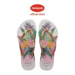 【HAVAIANAS 哈瓦仕】拖鞋 女鞋 夾腳拖 花卉 巴西 SLIM TROPICAL 白金 4122111-0001W(哈瓦士)