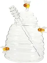 HOMOBABE 1 Set Transparent Glass with Dipper Home Syrup Dispenser for Honey Jam and Seasonings Convenient Kitchen Storage