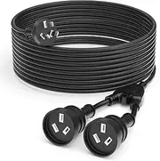 5M Power Extension Lead Cord with 3-Pin 1 to 2 Double Outlet Plug, 10A 2500W, Australia Standard Household Duty Extension Lead, Black