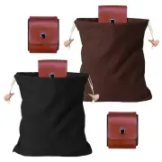 IPRee Foldable Large Capacity Canvas Belt Bag, Pouch, PU Leather Canvas Drawstring Foraging Pouch for Travel Camping Hik