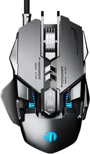 INPHIC PG1 Gaming Mouse, Adjustable Weight, 7200DPI & 7 Programmable Buttons with Macro Definition Memory File, 10 RGB Modes, Ergonomics Design, USB Wired Mouse for PC Computer MMO FPS Gaming