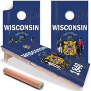 Wisconsin State Flag Tailgating Cornhole Board Wraps and Decals Vinyl Sticker