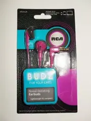 RCA BUDZ HP57PLDR, Noise-isolating Earbuds, Pink