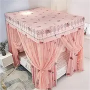 Princess Bed Canopy Bedroom 4 Corner Post Canopy Curtains Double Encrypted Mosquito Net with Dustproof Roof Blackout Bed Curtains(Size:180×200×200cm,Color:A)