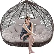 YXCMD 2 Seater Egg Chair Swing Cushion Outdoor, Hanging Basket Chair Seat, Patio Hanging Chair (Grey)