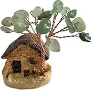 Natural Crystal Tree Crushed Stone Ornament Crystal Tree Small House Home Office Decoration Crafts/1191(Green)