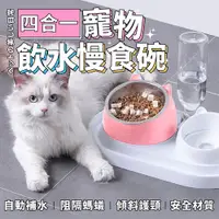 在飛比找PChome24h購物優惠-寵物喝水慢食碗 寵物碗 貓碗 狗碗 組合雙碗 慢食碗 飼料盆
