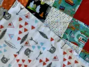 Project Linus HANDMADE QUILT Blanket Monkeys dinosaurs trucks Baby Crib 39x38