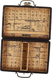 Kisangel Box Vintage Mahjong Container with Handle Portable Mahjong Storage Box for Easy Transport and Multi Use for Family Gatherings and Game Nights