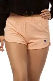 CHAMPION Women's GYM SHORTS 100% Cotton Size L Certain Peach
