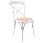 Café Cross Back Dining Chair - White/Rattan