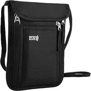 Passport Wallet Purse, RUMANLE Travel Passport Holder Cover Waterproof RFID Blocking Card Organiser with Strap Zip,Ticket Cash Coins Case for Outdoor Sporting Traveling - Black
