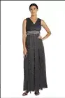 R&M RICHARDS Womens Black Silver Sleeveless Tea-Length Formal Gown Dress 12