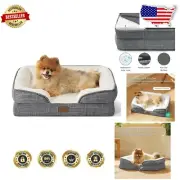 Machine Washable Orthopedic Dog Bed with Bolster and Nonskid Base for Small Dogs