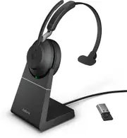 Jabra Evolve2 65 UC Wireless Headset, Black, Link 380 USB-A, Mono with Charging Stand
