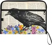 YMXFXP Raven Flowers Paper Expandable Filing Folder, 13-Pocket Funny Cute Design with Sticky Labels, A4 Letter Size Document Organizer for Office, School, Boys, Girls