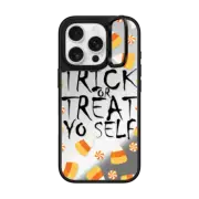 iPhone 16 Pro Mirror Ring Stand Case MagSafe Compatible TRICK OR TREAT YO SELF - HALLOWEEN SELF-LOVE CANDY TYPOGRAPHY By Ebi Emporium