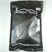 Desert Wolf Unisex Knee-High Black Compression Socks Size L/XL, 2 Pairs