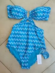 Seafolly AU10 / US 6 One Piece SOUNDWAVE Turquoise U Wire Bandeau RRP $200