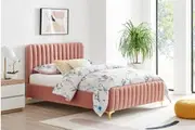Shangri-La Victoria Velvet Bed (Double, Blush)