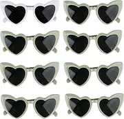 Clcnsusilk 8 Pairs Bachelorette Party Heart Shaped Sunglasses Party Decorations Bridesmaid Proposal Gifts for Women girls (White&Sage Green)