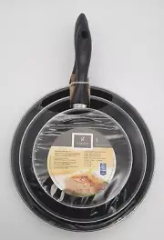 Gibson Home 3 Piece Set Black Fry Pan Non-Stick 7” & 9” & 11” Round 1 ½” Deep