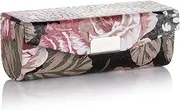 Beautyflier Women's Soft Leather Lipstick Case Holder with Mirror Rectanglet Makeup Travel Cases for Purse Lipstick Holder (Black Flower)