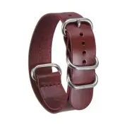 20mm Quick Release Genuine Leather Watch Band W Silver Metal Buckle, Caramel