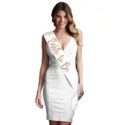 White 'Bride To Be' Hen Party Sash - Rose Gold Print
