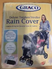 Graco Dlx Tandem Stroller Rain Cover With storage bag. Fits All Tandem Strollers