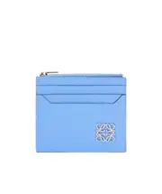 Anagram square zip cardholder in pebble grain calfskin One size Blue