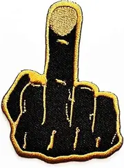 Nipitshop Patches Black Gold Hand Middle Finger Fuck You Funny Embroidered MC Club Biker Vest Patch for Clothings Jeans Skirt Vests Scarf Hat Backpacks