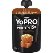 YoPRO High Protein Yoghurt Pouch No Added Sugar Salted Caramel 150g