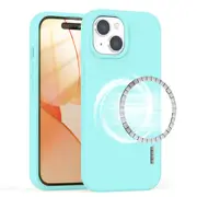 ZUSLAB for Apple iPhone 15 Plus MagSafe Case Liquid Silicone Anti-Scratch Gel Rubber Shockproof Protective Magnetic Cover (2023) - Mint Green