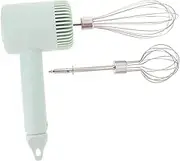 ELAYARD 1Set Cordless Electric Hand Mixer USB Rechargeable Handheld Egg Beater Green for Whisking Egg Whites Creaming Ingredients Space Saving Design with Attachment Holder