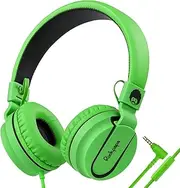 Rockpapa 952 Stereo Foldable Headphones On Ear, Adjustable Headband, Over Ear Headphones with Microphone for Kids Childrens Adults, Tablet Computer Mobile CD/DVD MP3/4(Black Green)