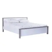 Design Square Modern Wooden Queen Bed Frame - White / Grey