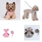 Luxury Super Soft Grey Monogram Designer Dog Cat Vest Harness & Leash S M L