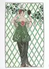 George Barbier Art Deco Postcard - reprint 1913 Journal No.80 Charmeuse Gown