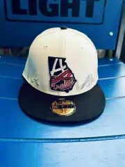 Atlanta Braves Georgia Patch New Era 59FIFTY White Fitted Hat 7 1/2 - *RARE*