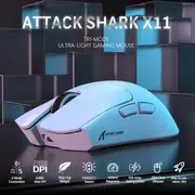 ATTACK SHARK X11 Lightweight Wireless Gaming Mouse with RGB Charging Dock,Tri-Mode-2.4G/USB-C Wired/BT,Up to 22K DPI,PAW3311 Optical Sensor,HUYU Switch, 5 programmable Buttons for PC/Mac(White)