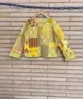 Yellow Patchwork Quilted Jacket Indian Reversible Coat Womens Clothing Jacket AU
